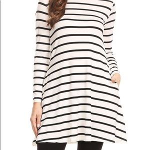 NWT Black and White Stripe Swing Top